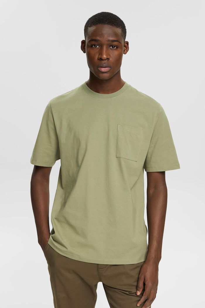 Jersey-T-shirt, 100% bomuld, LIGHT KHAKI, detail image number 0