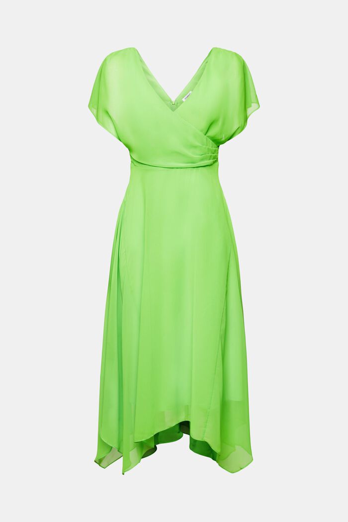 Maxi-kjole i chiffon med V-hals, CITRUS GREEN, detail image number 7