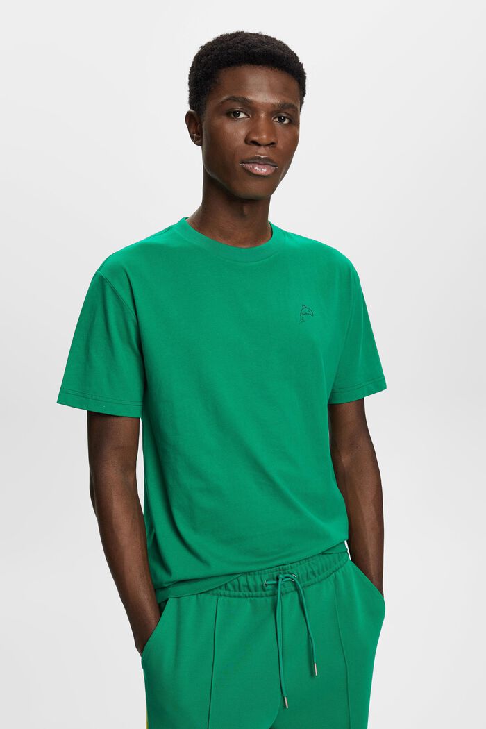 T-shirt i bomuld med delfinprint, GREEN, detail image number 0