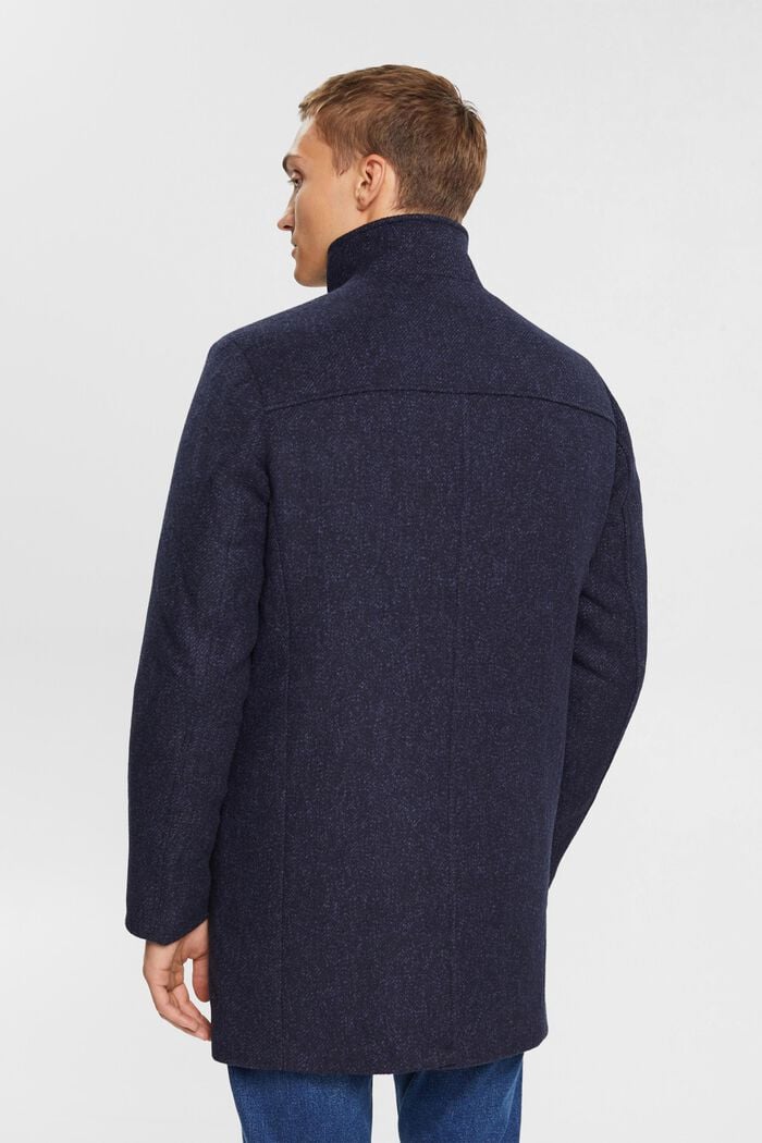 Polstret frakke i uldmiks med aftagelig inderside, DARK BLUE, detail image number 3