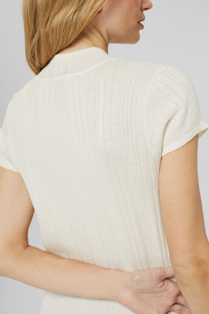 Med uld: Kortærmet pullover med struktur, OFF WHITE, detail image number 2