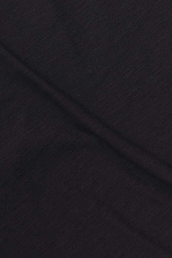 Slub-T-shirt med dyb, rund halsudskæring, BLACK, detail image number 5
