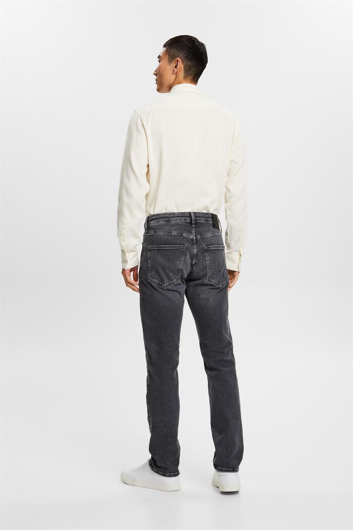 Slim jeans med mellemhøj talje, BLACK DARK WASHED, detail image number 4