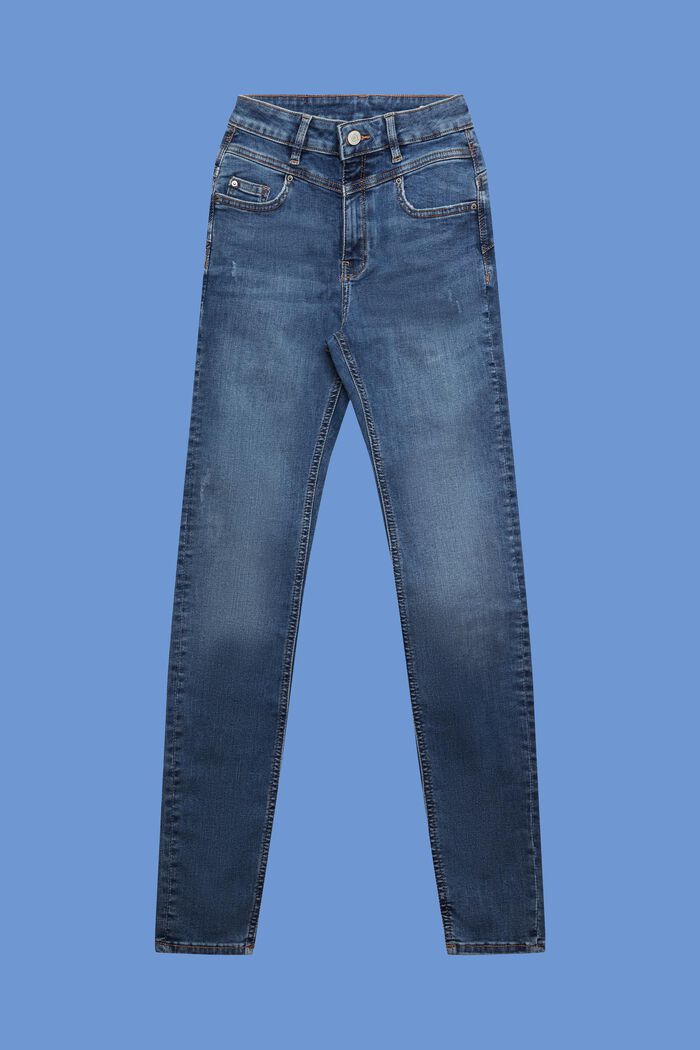 Shaping-jeans med høj linning, BLUE MEDIUM WASHED, detail image number 7