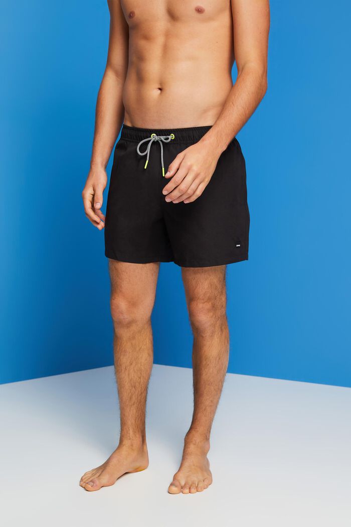 Beach shorts med elastisk linning, BLACK, detail image number 0