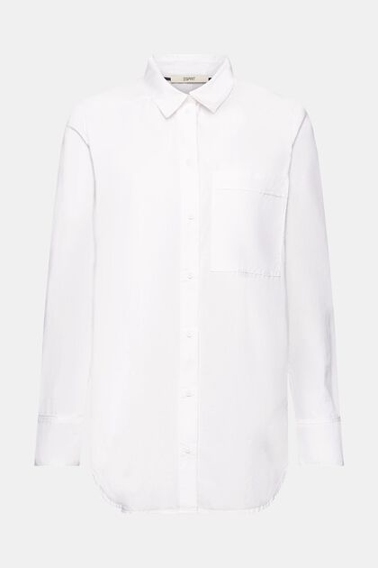 Bomuldsbluse med lomme, WHITE, overview