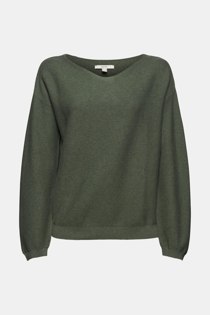 Sweater af 100% økologisk bomuld, KHAKI GREEN, detail image number 0