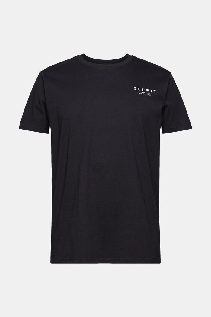 T-shirt i jersey med logoprint, BLACK, overview