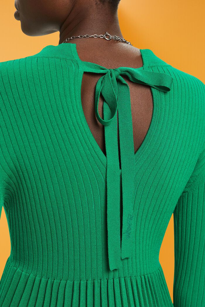 Plisseret minikjole med lange ærmer og rund hals, EMERALD GREEN, detail image number 1