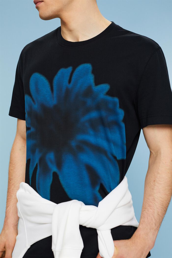 T-shirt i pimabomuld med print, BLACK, detail image number 3