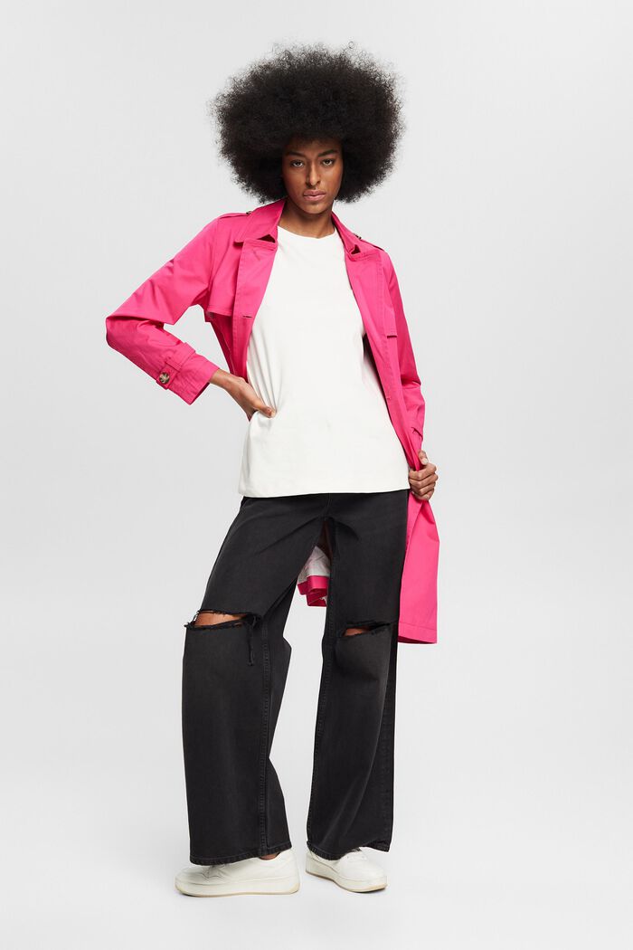 Trenchcoat af bomuld, PINK FUCHSIA, overview