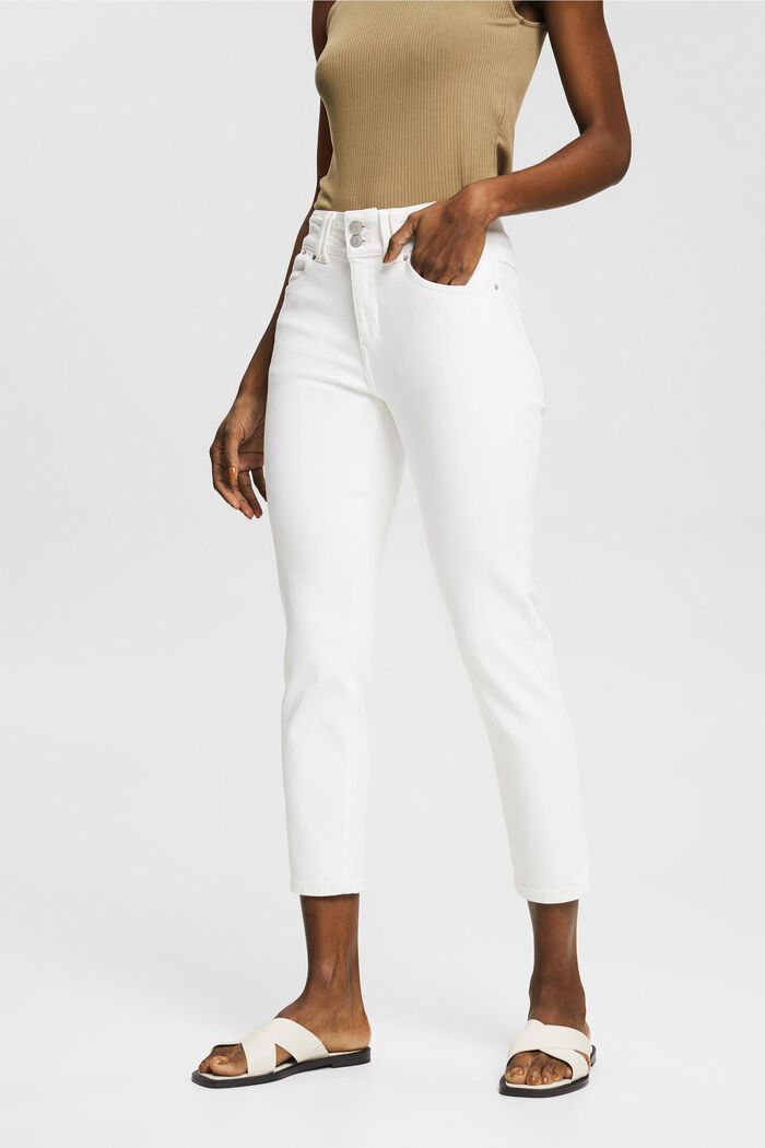 High rise-jeans med stretch, OFF WHITE, detail image number 0