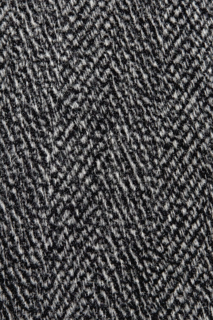 Frakke i uldmiks med sildebensmønster, BLACK, detail image number 5