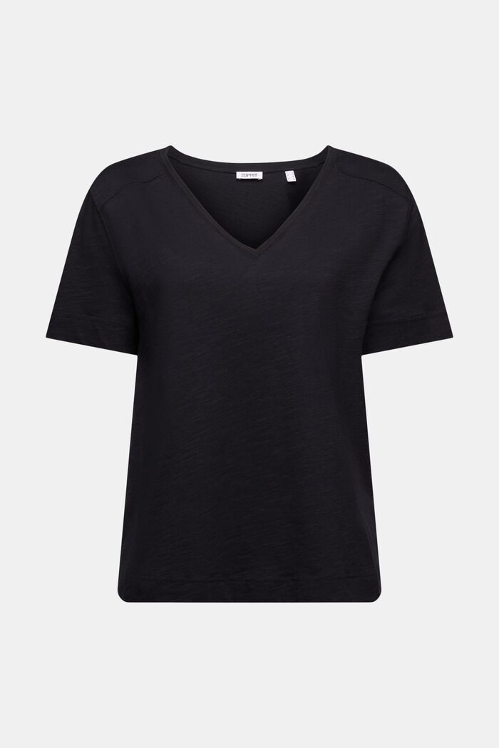 Jersey-T-shirt med V-hals, BLACK, detail image number 5