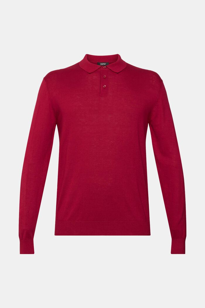 Med TENCEL™: langærmet poloskjorte, CHERRY RED, detail image number 2