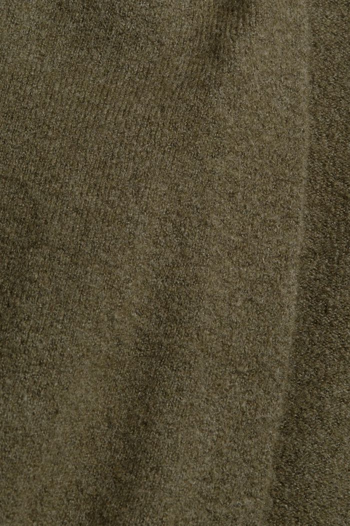 Med uld: lang cardigan uden åbning, DARK KHAKI, detail image number 4