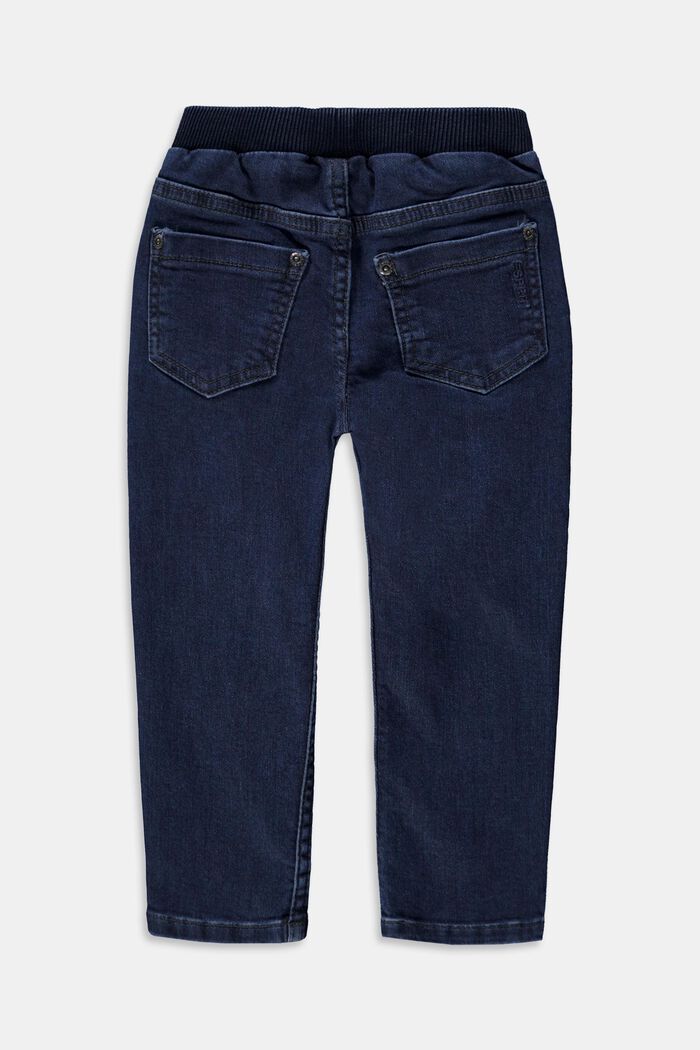 Jeans med riblinning i bomuld, BLUE DARK WASHED, detail image number 1