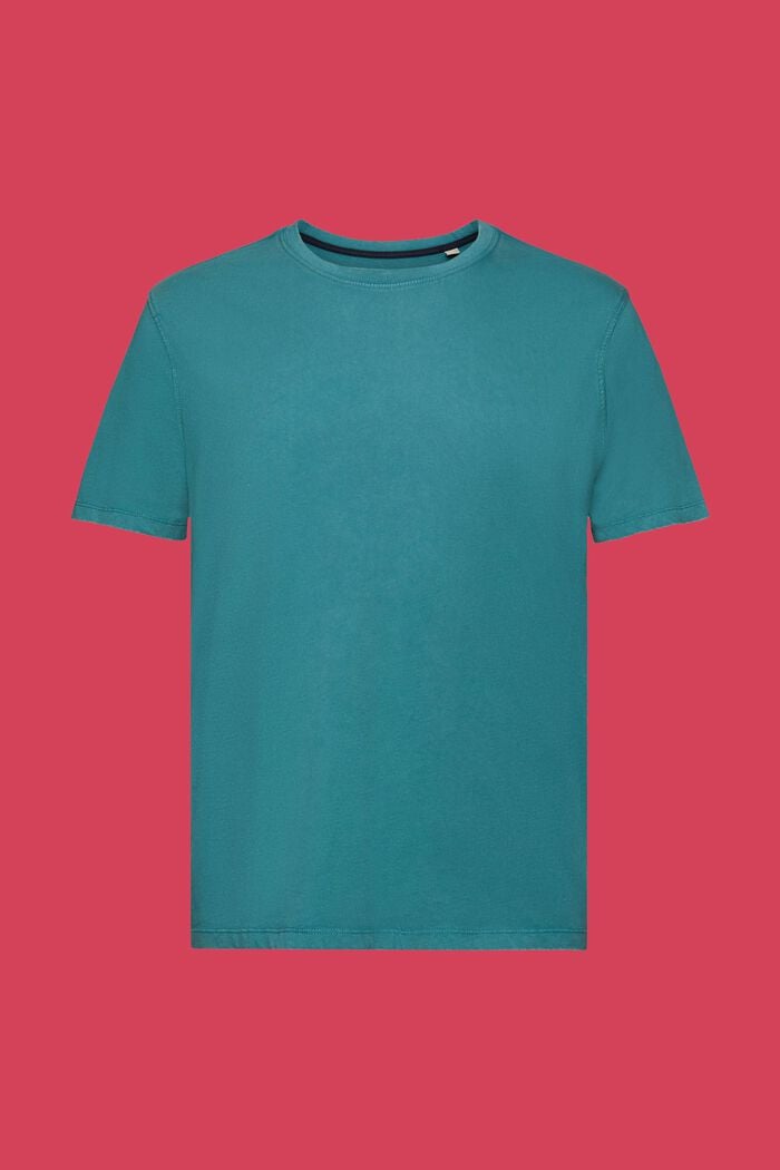 Garment-dyed T-shirt i jersey, 100 % bomuld, TEAL BLUE, detail image number 5