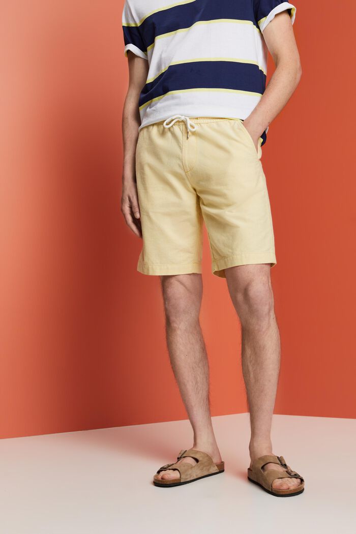 Pull on-shorts i twill, 100 % bomuld, DUSTY YELLOW, detail image number 0
