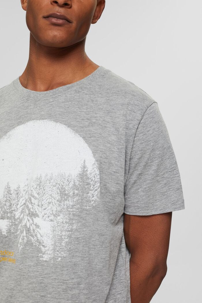 Jersey-T-shirt af økologisk bomuldsblanding med print, MEDIUM GREY, detail image number 1
