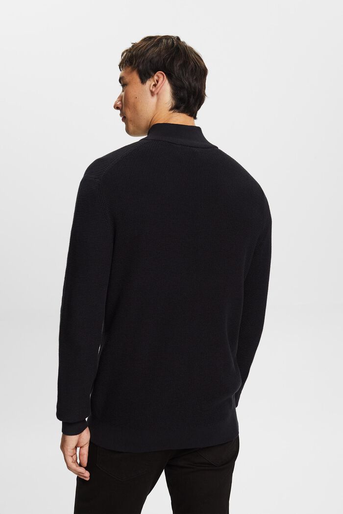 Troyer-pullover i bomuld med lynlås, BLACK, detail image number 3