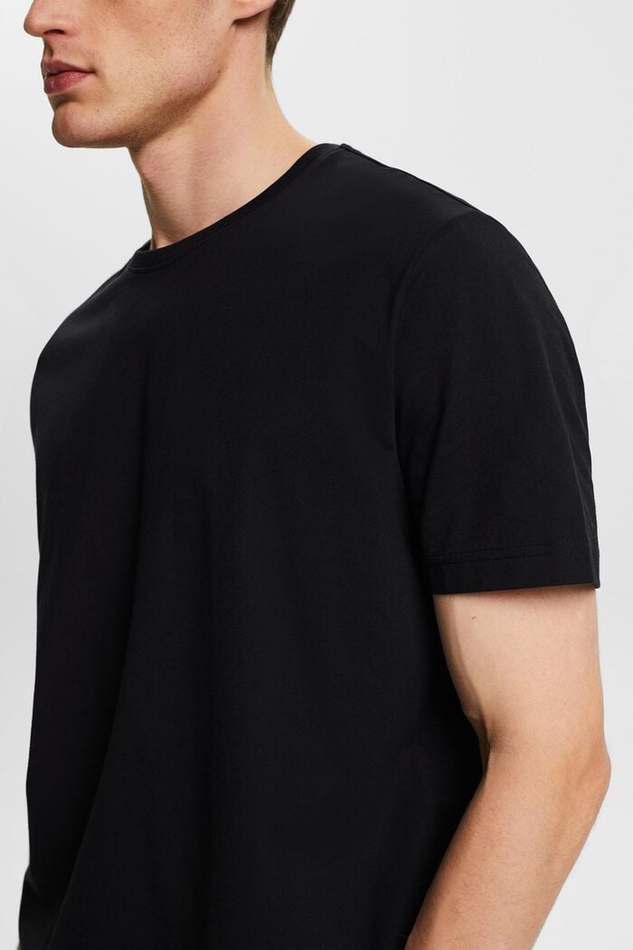 Jersey-T-shirt i pimabomuld med rund hals, BLACK, detail image number 2