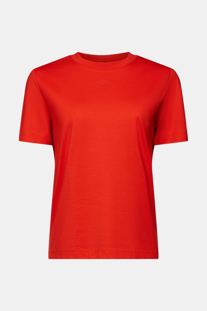 T-shirt i pimabomuld med broderet logo, RED, detail image number 6