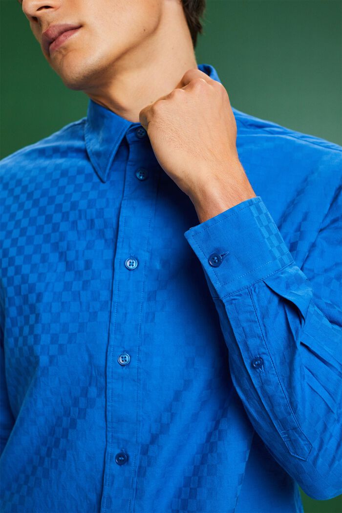 Jacquard-skjorte i bomuld, BRIGHT BLUE, detail image number 2