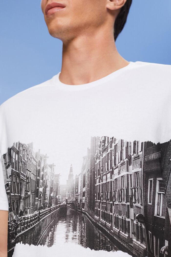 T-shirt med rund hals og print, 100 % bomuld, WHITE, detail image number 2
