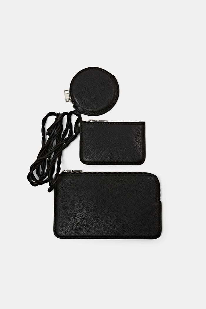 Multi pouch-pung i læder, BLACK, detail image number 0