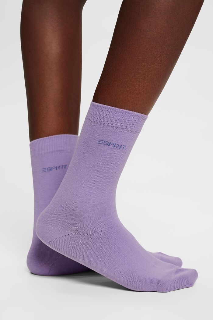 Pakke med 5 par sokker, økologisk bomuld, BLUE/LILAC, detail image number 2