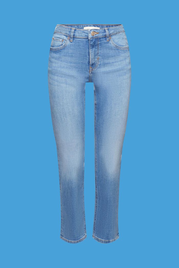 Jeans med mellemhøj talje og cropped ben, BLUE LIGHT WASHED, detail image number 7