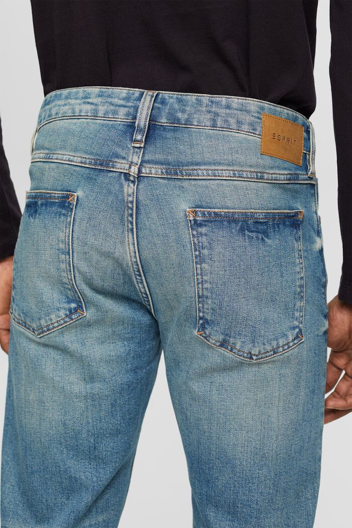 Stonewashed jeans i slim fit, økologisk bomuld, BLUE MEDIUM WASHED, detail image number 4