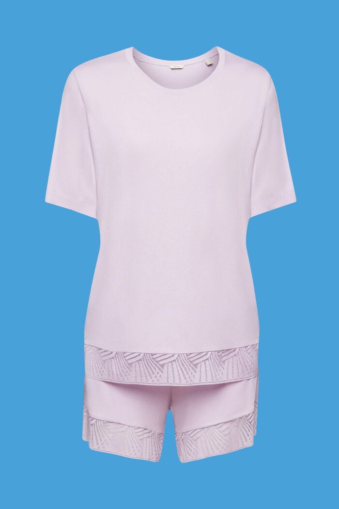 Pyjamas med shorts med blondekant, VIOLET, detail image number 5