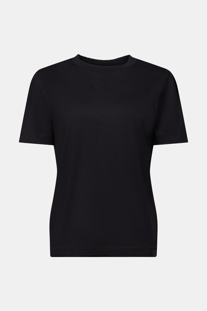 T-shirt i pimabomuld med broderet logo, BLACK, detail image number 6