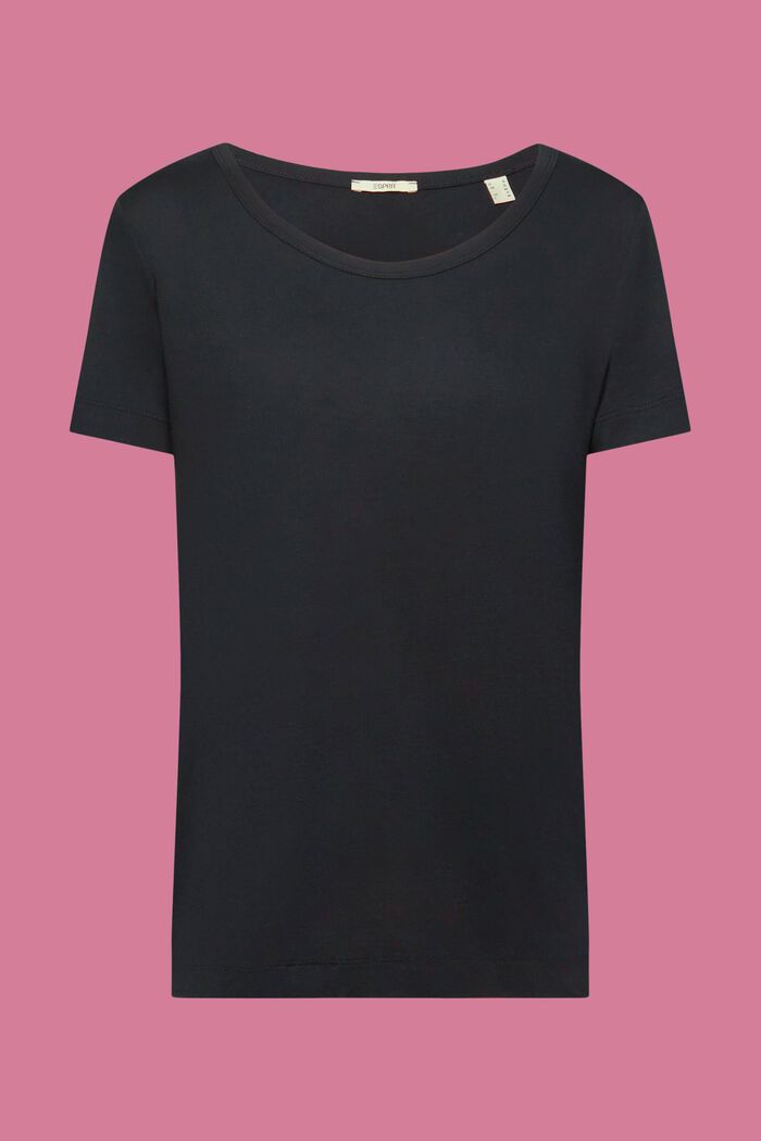 T-shirt i viskose med bred rund halsudskæring, BLACK, detail image number 6
