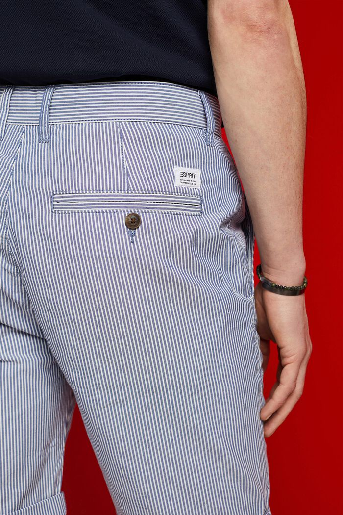 Stribede chino-shorts, 100 % bomuld, BLUE, detail image number 4
