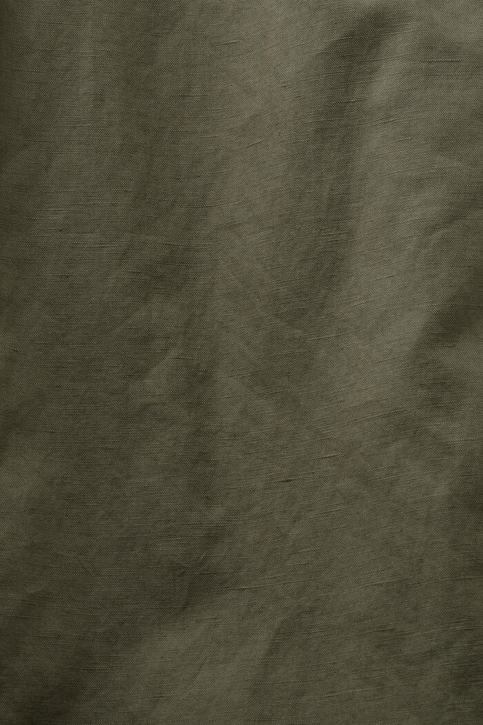 Korte culottebukser i hør-bomuld, DARK KHAKI, detail image number 6