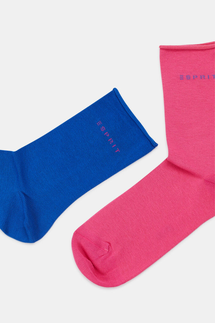 Pakke med 2 par sokker i groft strik, BLUE/PINK, detail image number 1