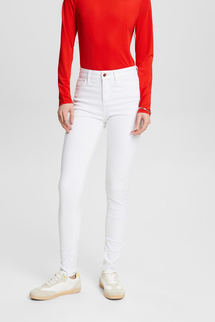 High skinny jeans, WHITE, detail image number 0