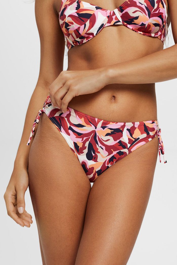 Carilo beach-bikinitrusser med blomsterprint, DARK RED, detail image number 0