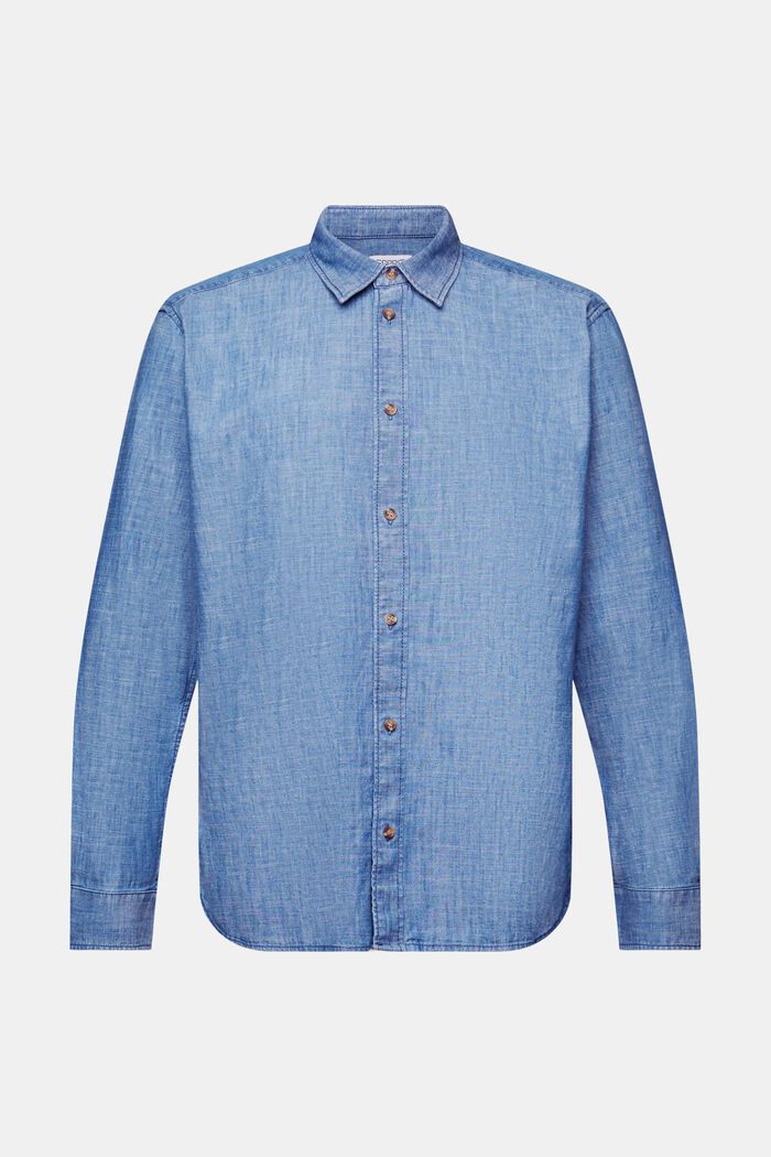 Button down-skjorte i chambray, BLUE MEDIUM WASHED, detail image number 7