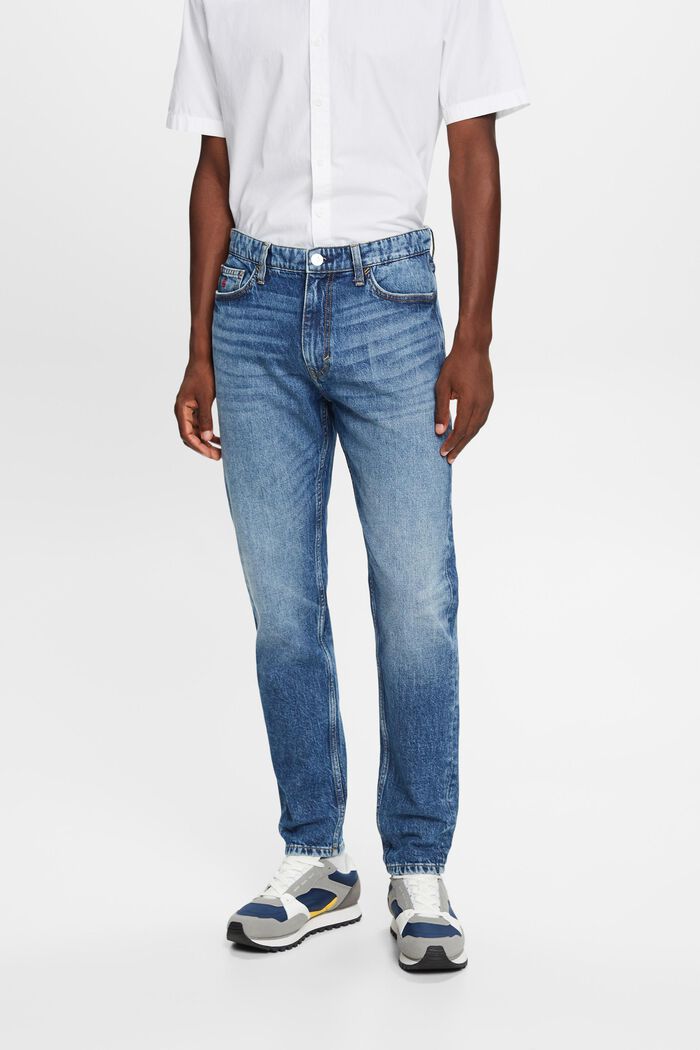 Regular tapered jeans med mellemhøj talje, BLUE MEDIUM WASHED, detail image number 0
