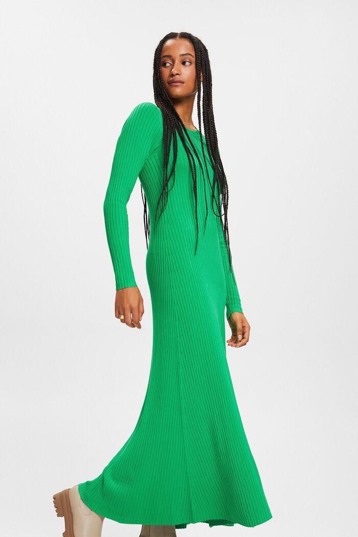 Maxi-kjole i ribstrik, GREEN, detail image number 2