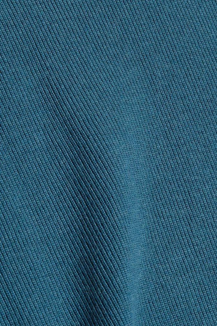 Med uld/kashmir: pullover med vandfaldskrave, PETROL BLUE, detail image number 4