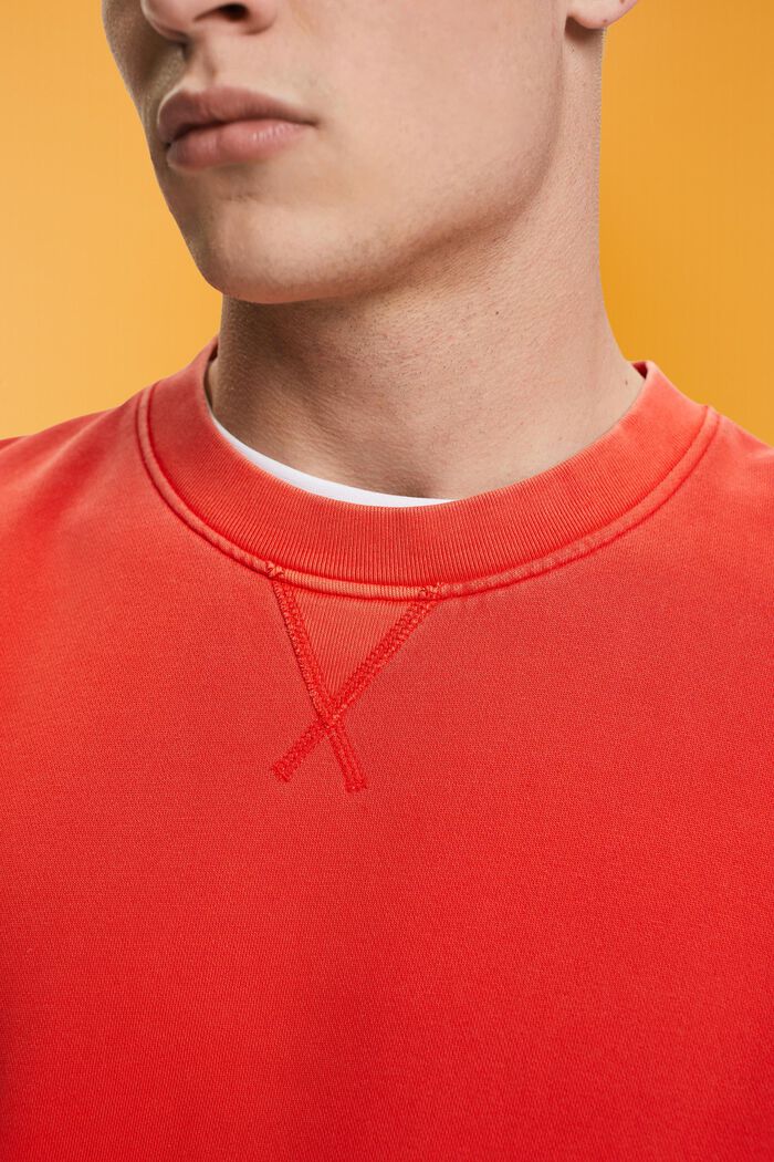 Ensfarvet sweatshirt i regular fit, RED, detail image number 2