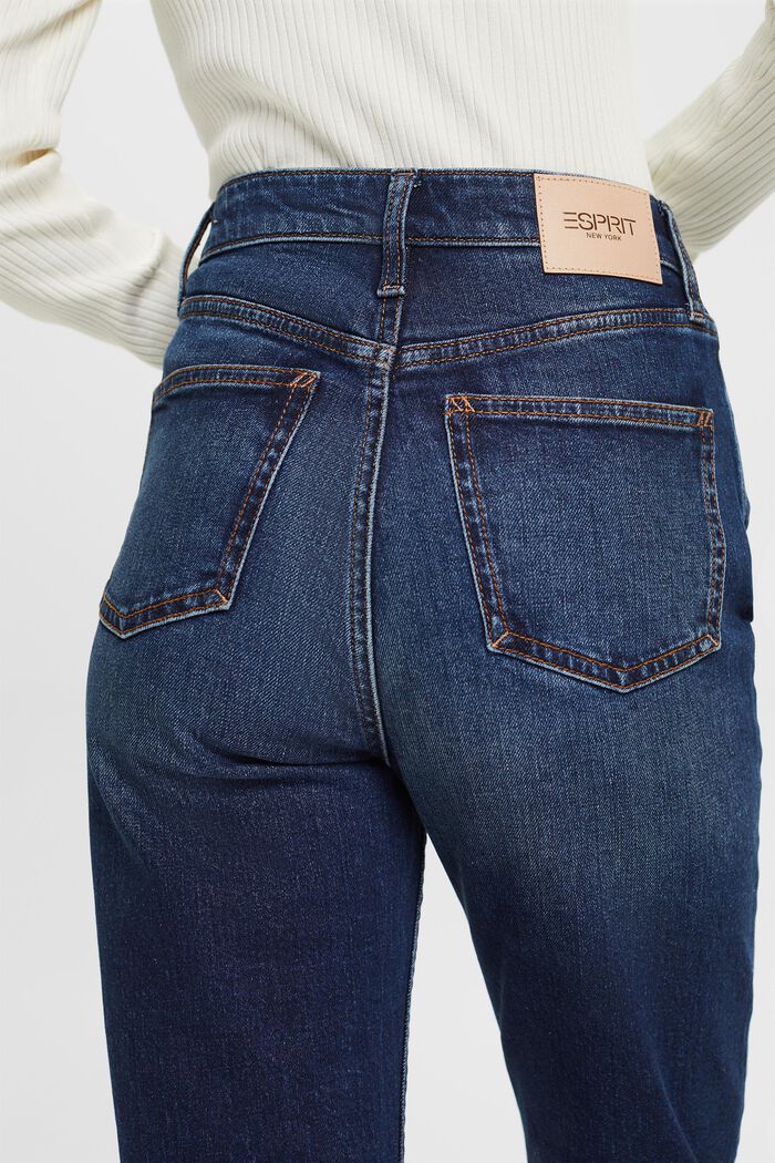 Lige retro-jeans med høj talje, BLUE DARK WASHED, detail image number 3