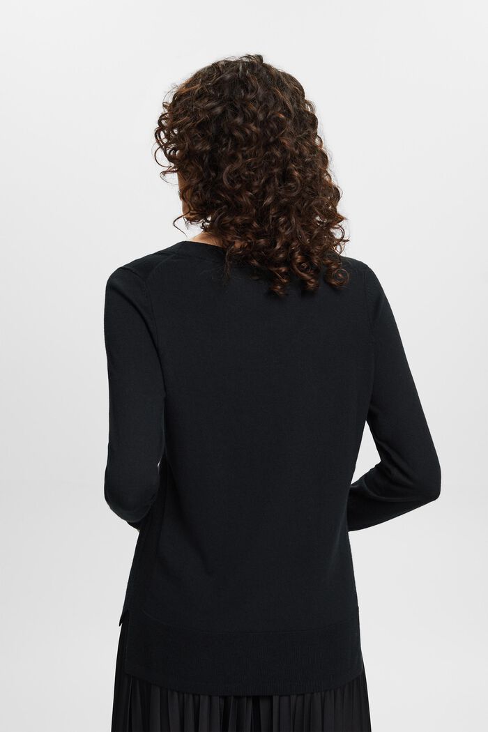Sweater med V-hals, BLACK, detail image number 3