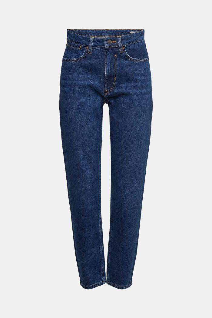 Mom fit jeans med høj talje, BLUE DARK WASHED, overview