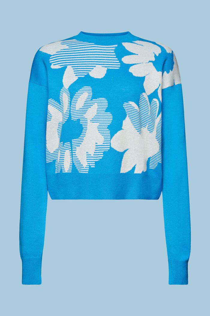 Jacquard-sweatshirt i bomuld, BLUE, detail image number 6